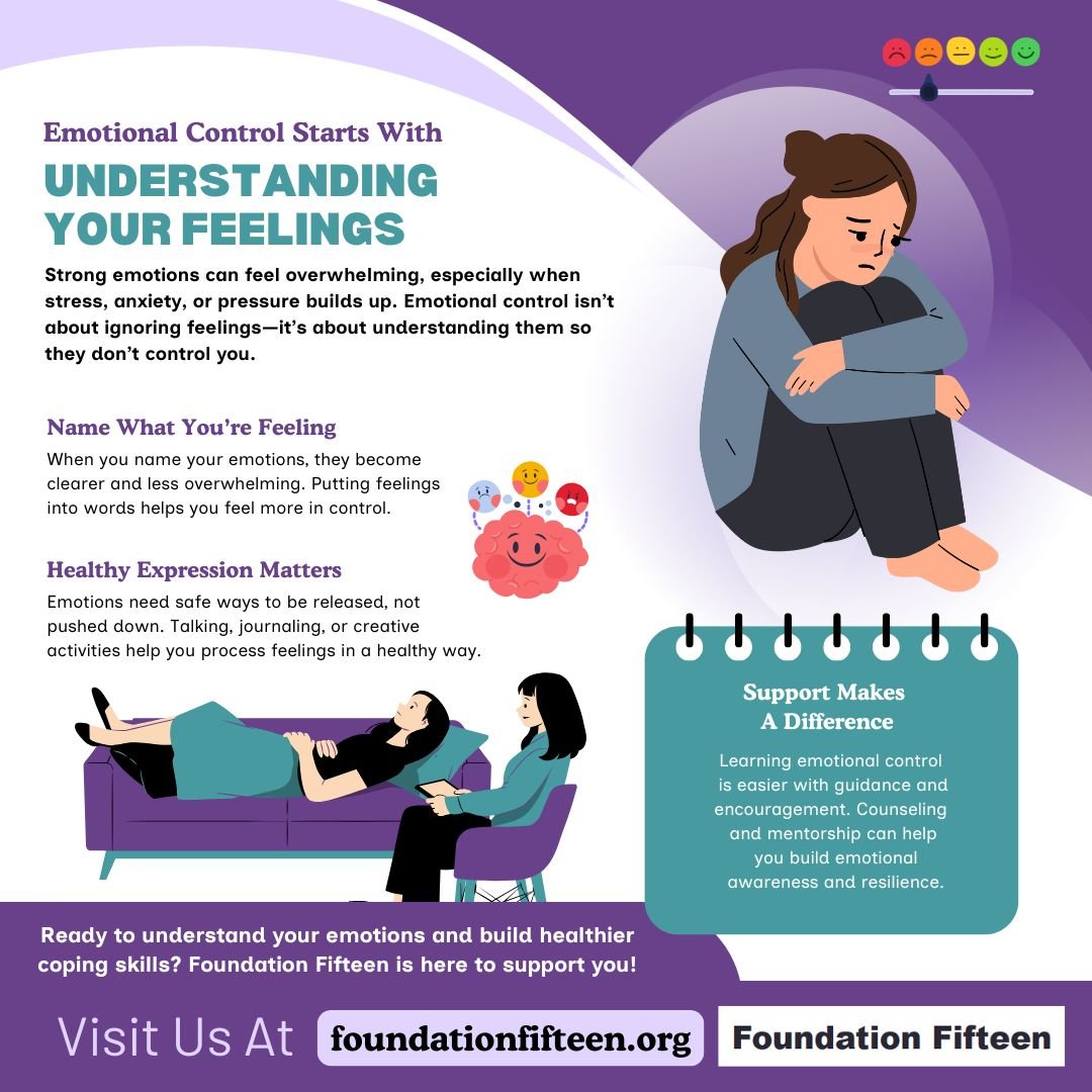 Illustration of a person feeling overwhelmed, representing emotional control and understanding feelings through support and counseling.